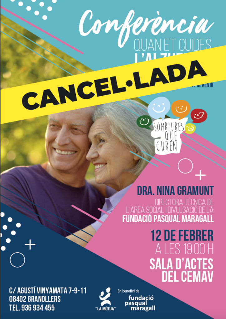 CANCEL·LACIO CONFERENCIA ALZHEIMER MÚTUA GRANOLLERS